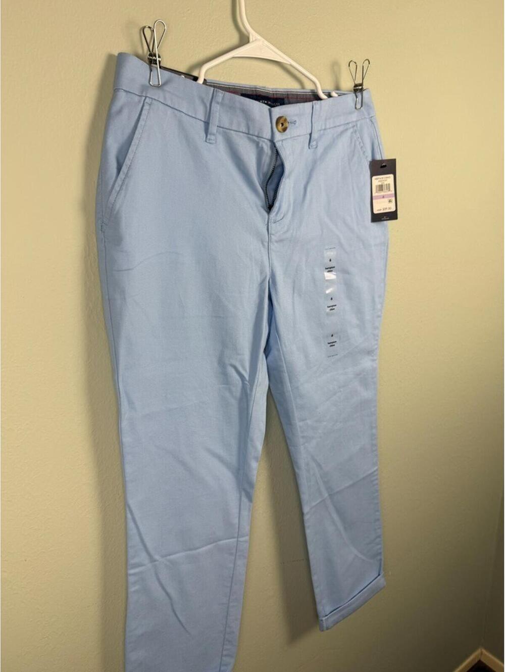 Tommy Hilfiger Hampton Cropped Chino Pants Light Blue women NWT